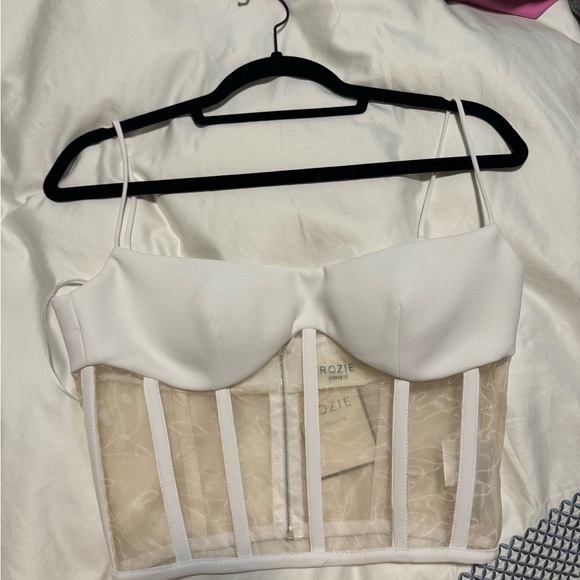 ROZIE CORSETS Tulle-Trimmed Crepe Corset Top - Picture 6 of 7